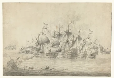 Battaglia navale, possibilmente di Lowestoft del 13 giugno 1665 (foglio destro)