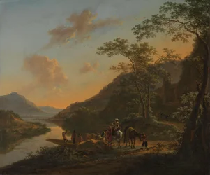 Paesaggio italiano con traghetto