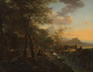 Paesaggio italiano con un disegnatore
