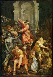 Gesù scaccia i mercanti dal tempio (dipinto su legno di pioppo)