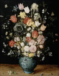 Fiori in vaso blu, ca. 1608