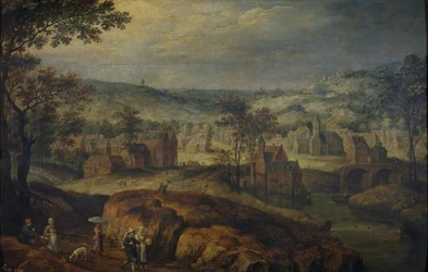 Paesaggio con villaggio