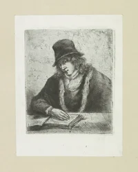 Uomo che legge con cappello