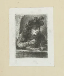 Uomo vicino a una balaustra (serie: The Compleat Work of Etchings by John Chalon)