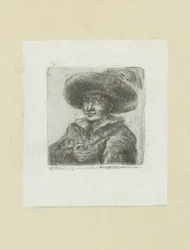 Uomo con cappello rotondo con piuma