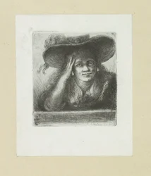 Donna con cappello rotondo