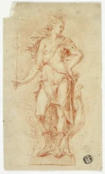 Statua di Giunone con scettro e pavone