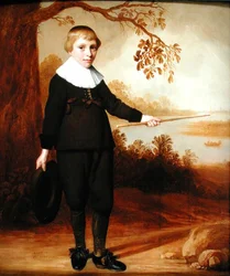 Ritratto di un bambino di sette anni in un paesaggio fluviale, 1640