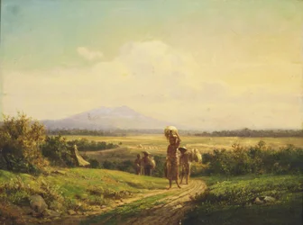 Olandese: Paesaggio e giavanese dopo il raccolto del riso Paesaggio giavanese dopo il raccolto del riso