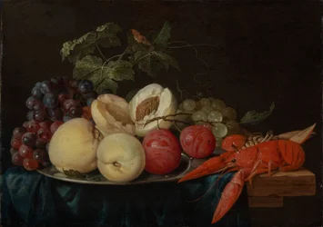 Natura morta con frutta e aragosta