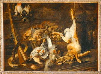 Selvaggina e attrezzi da caccia scoperti da un gatto. Selvaggina e ...