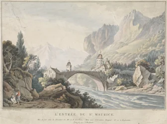 Veduta del ponte di Saint Maurice in Svizzera