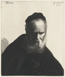 Busto di un vecchio con barba e cappello