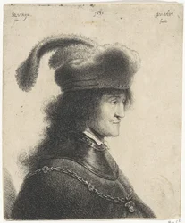 Busto di uomo con colletto e cappello con piuma (George Rakoczy I)