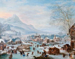 Scena invernale con pattinatori