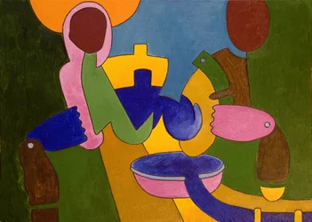 Una coppia di contadini prepara il pasto serale