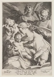 La Sacra Famiglia e due angeli musicanti