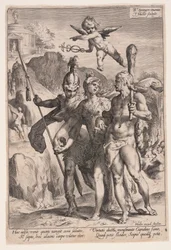 Minerva e Cupido guidano Ercole e Scipione sulla via della virtù