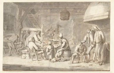 Scena in una locanda con giocatori di carte