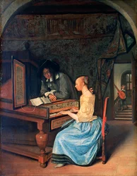 Una giovane donna che suona un clavicembalo, c1659