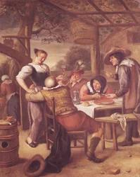 Compagnia gioiosa sotto una mangiatoia
