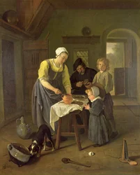 Famiglia di contadini al pasto, c.1665