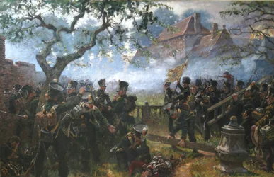 Truppe di Nassau a Hougoumont durante la battaglia di Waterloo