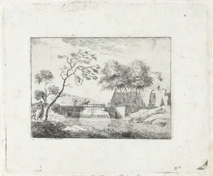 Paesaggio con ponte e fattoria