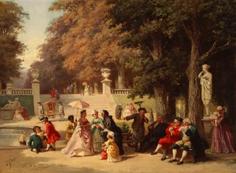 La festa in giardino (olio su tavola)
