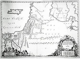 Mappa dei viaggi di Abramo, Isacco e Giacobbe, 1652