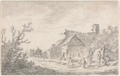 Paesaggio con un cottage e figure, 1653