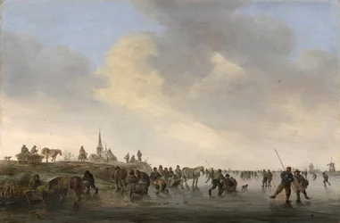 Pattinaggio sul Fiume Merwede vicino a Dordrecht