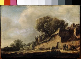 Paesaggio con una casetta di contadini e una quercia