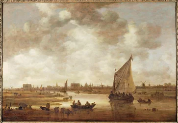Veduta di Leida, Paesi Bassi, da nord-est (olio su tavola)
