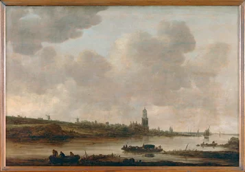 Veduta di Rhenen sul Reno con la chiesa di Sainte-Cunera ...