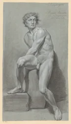 Nudo maschile seduto, visto di fronte (1° premio 1791)