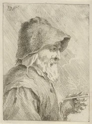 Vecchio con barba e pipa in mano