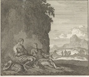 Emblema: ombra. Due viaggiatori riposano all