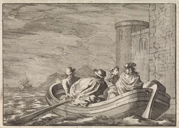 Re Giacomo II fugge di notte in una barca a remi, 1688
