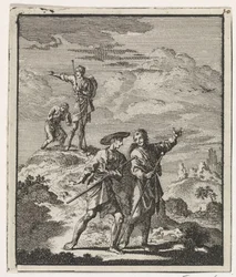 Pellegrini in un paesaggio montano