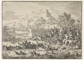 Placidus sconfigge gli ebrei al Giordano e li spinge nel fiume