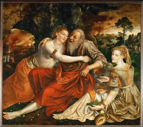 Lot e le sue figlie (dipinto su legno di quercia)