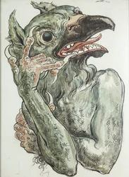 Diavolo con testa di uccello
