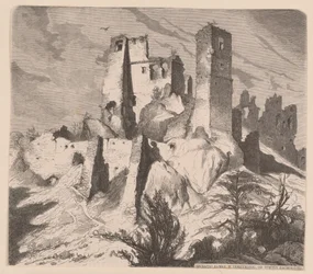 Rovine del castello di Odrzykoń, 1865 - xilografia da un disegno di Jan Matejko