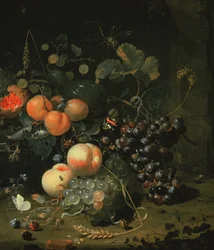 Natura morta con frutta e fiori