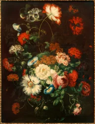 Natura morta di fiori in un vaso di vetro