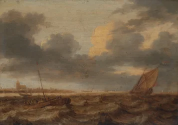 Barche da pesca in acque agitate