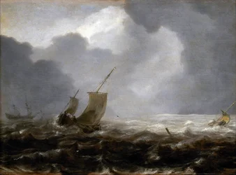 Barche da pesca in una giornata ventosa, quella a sinistra