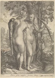Diana e una ninfa davanti a un albero