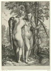 Diana e una ninfa davanti a un albero (serie Diana en haar nimfen)